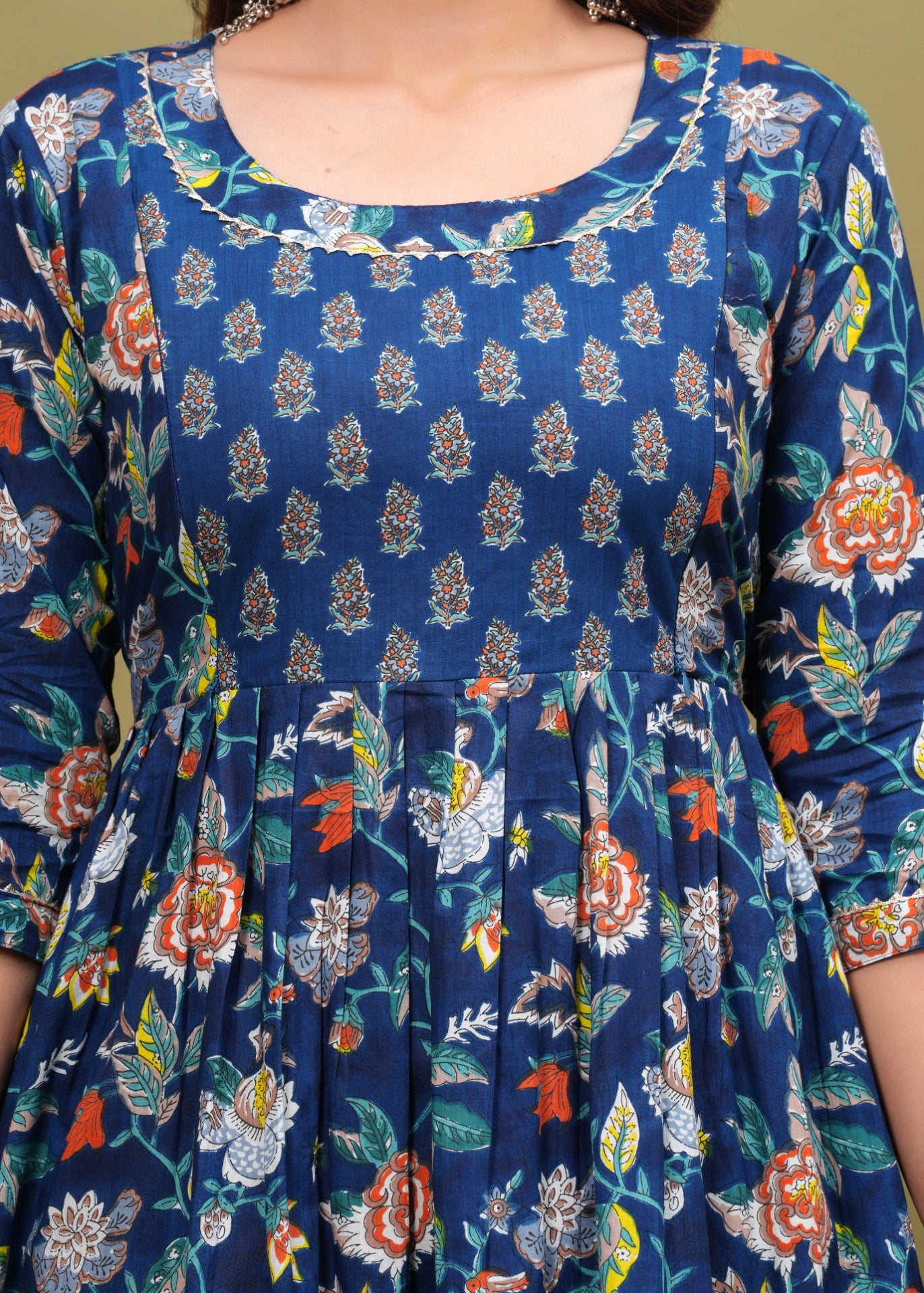 Navy Blue Maternity Feeding Kurti For Women