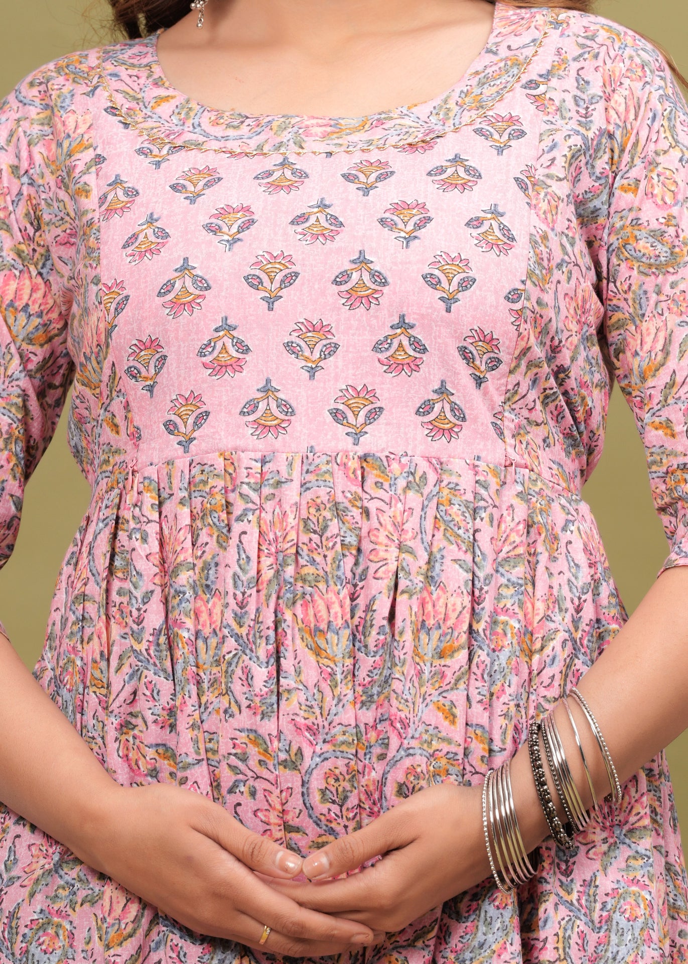 Pink Maternity Feeding Kurti For Women