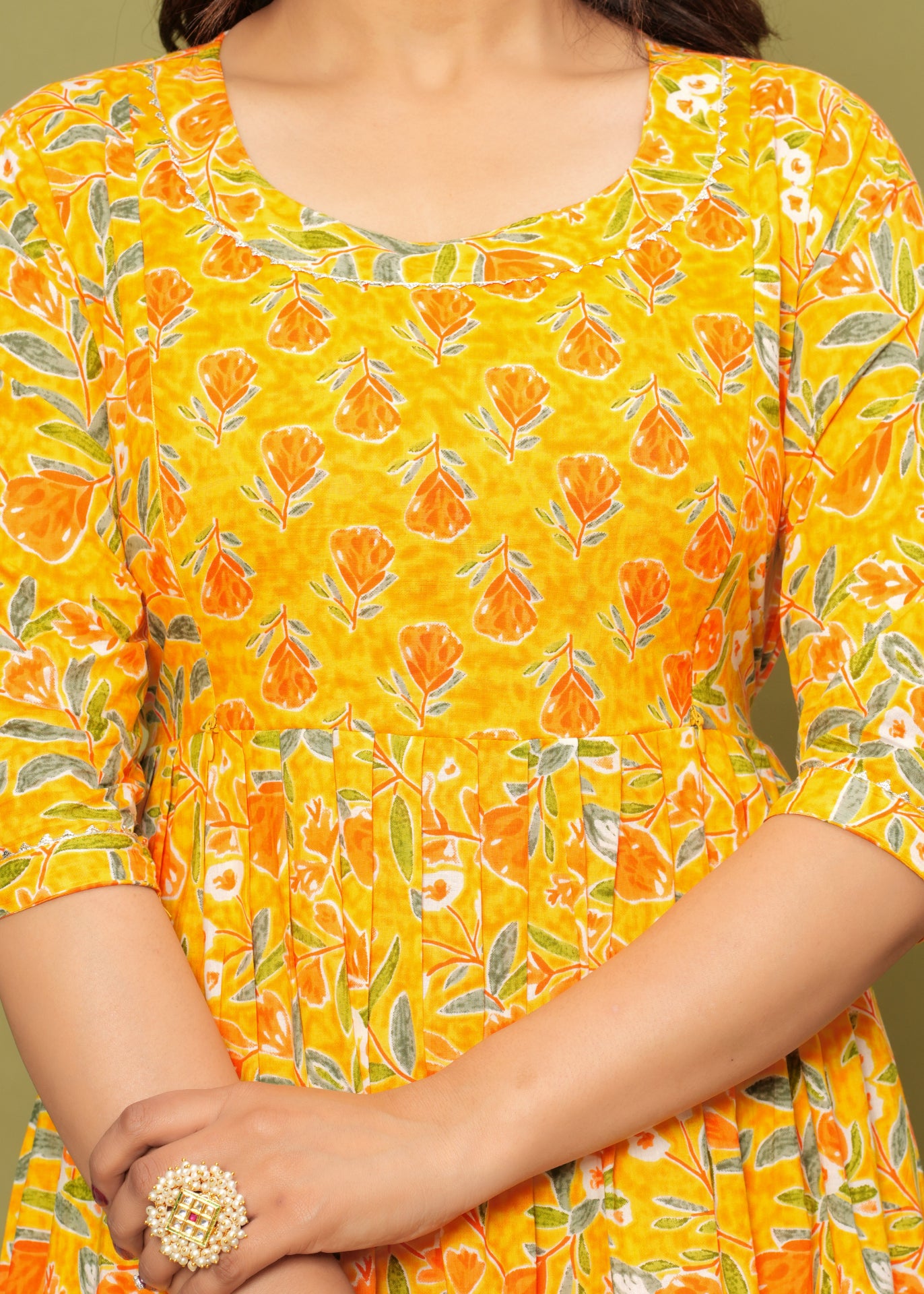 Yellow Maternity Feeding Kurti For Women