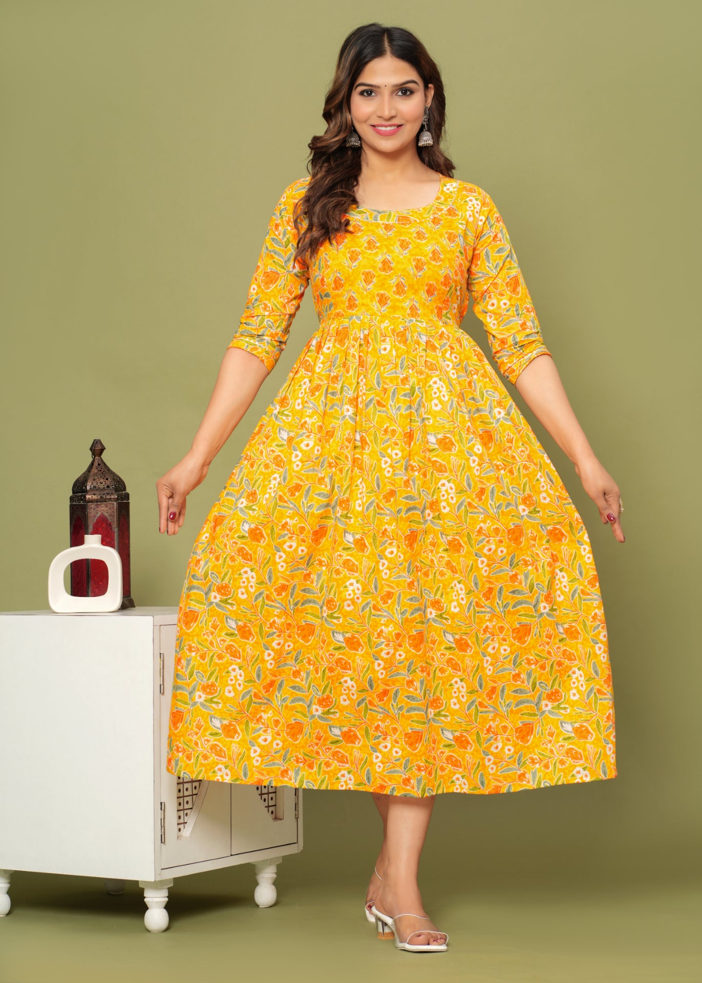 Yellow Maternity Feeding Kurti For Women
